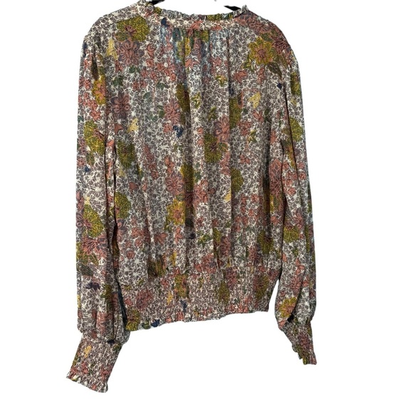 Rachel Zoe Pink and Purple Blouse with Mandarin Collar and Ruched Sleeves - Picture 2 of 7